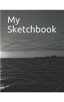 My Sketchbook: Moon Reflection Over the Ocean Themed My Sketchbook 100 Pages 8.5 X 11