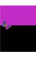 Magenta and Black Composition Notebook: College Ruled (7.44 X 9.69) Two Color Block Butterfly Book