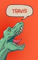 Travis: Personalized Dino Isometric Dot Paper Notebook 120 Pages 6x9
