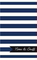 Notes & Stuff - Lined Notebook with Sapphire Blue Striped Pattern Cover: 101 Pages, Medium Ruled, 6 x 9 Journal, Soft Cover