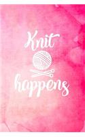 Knit Happens: Knitting Graph Paper Planner Design Notebook, Blank Knitter Patterns Book, 4:5 Ratio, Pink