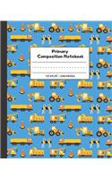 Primary Composition Notebook: Dotted Midline and Picture Space - Perfect size for your School Bag - Story Paper Journal - Exercise Book - Cute Constrution Trucks Design.