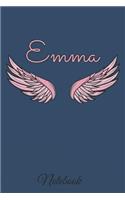 Emma Notebook: A beautiful personalized angel wings soft cover notebook with 100 lined pages in 6x9 inch format. Personal Diary Personalized Journal Customized Jou