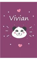 Vivian: A cute personalized panda notebook/ diary for girls and women, with 100 lined pages in 6x9 inch format. Personal Diary Personalized Journal Customiz