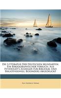 Die Litteratur Der Deutschen Mundarten.