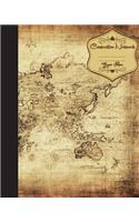 Composition Notebook Graph Ruled Journal Diary Asia Travel Map 8" x 10",120 P