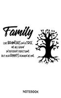 Family like branches on a tree, ew all grow in different directions but our roots remain as one. Notebook