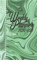 Weekly Planner 2020 2021: 2 Year Daily Schedule / January 2020 to December 2021 / 5 x 8 Agenda Calendar / Year At A Glance / Gorgeous Green Malachite Cover Design