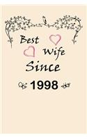 Best Wife Since 1998 Journal Couples Gift: White Lined Notebook / Journal/ Dairy/ planner couples Gift for valentines day, 200 Pages, 6x9, Soft Cover, Matte Finish