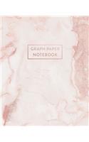 Graph Paper Notebook: Soft Pink Marble Dream Diary - 8 x 10 - 5 x 5 Squares per inch - 100 Quad Ruled Pages - Cute Graph Paper Composition Notebook for Children, Kids, Gi