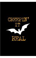 Creepin' It Real: Notebook Journal Composition Blank Lined Diary Notepad 120 Pages Paperback Black Solid Bat