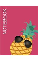 Notebook: Pineapple Chic (8.5 X 11 Inches, 120 Pages, Lined Paper) Composition Book, Journal, Diary-Red Cover