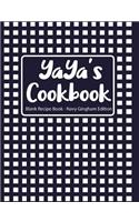 Yaya's Cookbook Blank Recipe Book Navy Gingham Edition