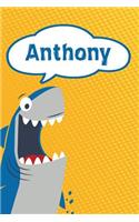 Anthony: Personalized Shark Isometric Dot Paper Notebook for Kids 120 Pages 6x9
