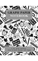 Graph Paper Notebook 1 CM. Gray Squares Size 8.5x11 Inches 120 Pages