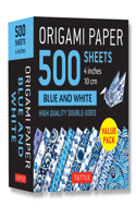 Origami Paper 500 Sheets Blue and White 4 (10 CM)