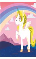 Yellow unicorn with rainbow notebook: Cute notebook for girls