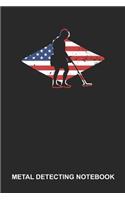 Metal Detecting Notebook: Dotted Log Book For Treasure Hunter: Metal Detecting Journal Vintage Retro American Flag Gift