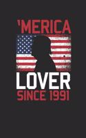 Merica Lover Since 1991: Graph Paper Notebook / Journal (6" X 9" - 5 Squares per inch - 120 Pages) - Gift Idea for American, US Flag, Birthday