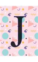 J: Monogram Initial C Notebook for Women and Girls-Geometric 100 Pages 8.5 x 11