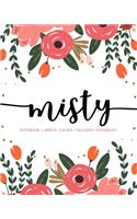 Misty: Notebook - Libreta - Cahier - Taccuino - Notizbuch: 110 pages paginas seiten pagine: Modern Florals First Name Notebook in Coral, Pink & Orange on W