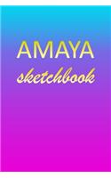 Amaya: Sketchbook - Blank Imaginative Sketch Book Paper - Pink Blue Gold Custom Letter A Personalized Cover - Teach & Practice Drawing for Experienced & As