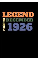 Legend since December 1926: Ruled Birthday Diary Notebook or Guest book Journal - Lined Register Pocketbook for Men and Women with Lines - Visitors' book for Birthdays and Part