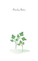 Parsley Notes: 6x9 Unruled Blank Notebook - Watercolor Texture Healthy Vegetable Food Spice Illustration Cover. Matte Softcover and White Interior Papers.