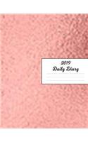 2019 Daily Diary: Rose Gold Pink Metallic Pattern Effect Cover January 19