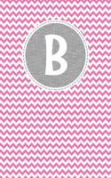 B: Pink Chevron Pattern with Grey Circular Nameplate Dashed Border and White Personalized Initial Monogram Journal