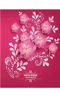 Notebook Dot&Graph: Graphic Flowers On The Pink Cover Notebook Journal Diary, 110 pages, DOTGrid 55pages&GRAPH 55pages 8.5" x 11"(2 Graphic Flowers Notebook Dot&graph)