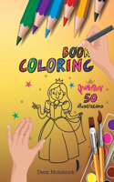 Princesses Coloring Book - 50 Illustrations: Completely unique for Kids Ages 3-9