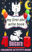 my first abc write book unicorn coloring activity book