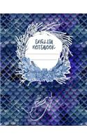 English Notebook: A 8.5x11 Inch Matte Softcover Paperback Notebook Journal With 120 Blank Lined Pages - Story Paper -Purple Mermaids Tails