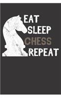 Chess Notebook: Eat Sleep Chess Repeat Knight Vintage 6x9 Dot Grid 120 Pages Notebook Sketchbook Journal