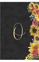 O: Sunflower Journal, Monogram Letter O Blank Lined Diary with Interior Pages Decorated with More Sunflowers.