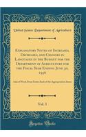 Explanatory Notes of Increases, Decreases, and Changes in Languages in the Budget for the Department of Agriculture for the Fiscal Year Ending June 30, 1936, Vol. 3