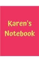 Karen's Notebook: Soft Cover, College Ruled, 100 Sheets, 8.5" x 11" (Letter Size), White Paper(10 Women's Custom Names)