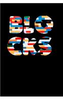Blocks Notebook block letters universal size A5 (6 x 9 in) 110 Lined lines Pages for kids gift