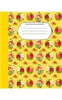 Composition Notebook: 7.5X9.25 Inch 109 Pages Roses Half Blank Half Wide Ruled School Exercise Book With Picture Space For Adults Girls Teens and Kids Draw And Write Your