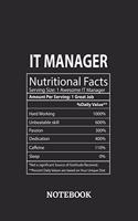 Nutritional Facts IT Manager Awesome Notebook: 6x9 inches - 110 ruled, lined pages - Greatest Passionate working Job Journal - Gift, Present Idea