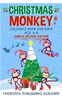 Christmas Monkey Coloring Book For Kids 3-8