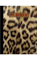 Planner: Leopard Print Pattern Design Cover, Large Format 8.5"x11" Undated Monthly Scheduler with Daily Habit Tracker and Motivational Quotes