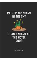 Rather 100 Stars in the Sky Than 5 Stars at the Hotel Door Notebook: Blank Lined Journal 6x9 - Camping Outdoor Nature Road Trip Planner