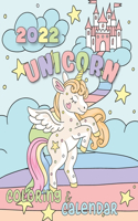 Unicorn Coloring Calendar 2022: 12 Month page start January 2021-December 2021, Coloring page side per month, For kids, boys girls and Friends