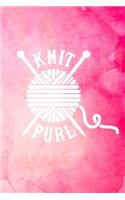 Knit Purl: Knitting Graph Paper Planner Design Notebook, Blank Knitter Patterns Book, 2:3 Ratio, Pink