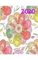 2020- Beautiful Henna Pattern Rainbow Flowers 2019-2020 Academic Year Monthly Planner