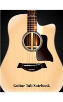 Guitar Tab Notebook: Unpluged Acoustic Guitar Tablature Manuscript Paper - Blank Sheet Music For Guitar With Chord Boxes, Staff, TAB and Lyric For Guitar Players, Musici