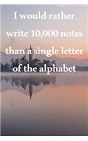 I would rather write 10,000 no single letter of the alphabet: Lined Notebook / Journal Gift, 100 Pages, 6x9, Soft Cover, Matte Finish Inspirational Quotes Journal, Notebook, Diary, Composition Book