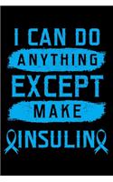 I Can Do Anything Except Make Insulin: Diabetes Notebook to Write in, 6x9, Lined, 120 Pages Journal